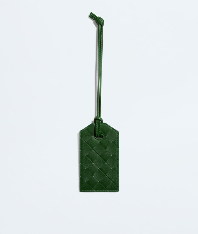 Tag holder in Intrecciato calf leather with strap., , hi-res