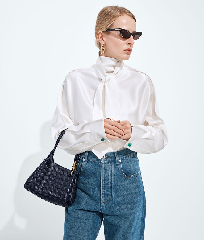 Shoulder bag in supple Intrecciato leather with signature knot detail and detachable cross-body strap. , , hi-res