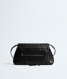 Pouch in Intrecciato leather with flap and drawstring closure, featuring a loop attachment for shoulder carry., , hi-res