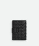Passport case in Intrecciato nappa with contrasted smooth leather tag closure., , hi-res