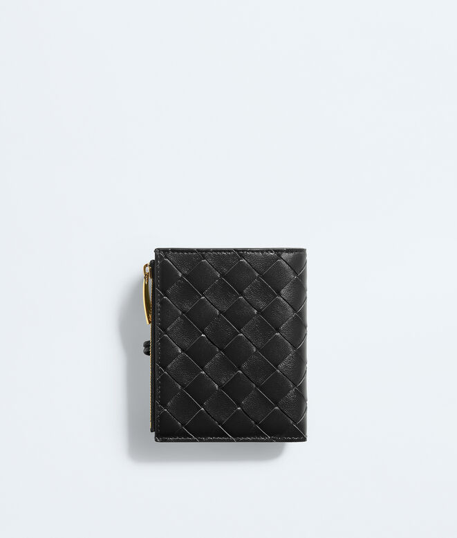 Small bi-fold wallet in Intrecciato nappa leather with signature knot detail. , , hi-res