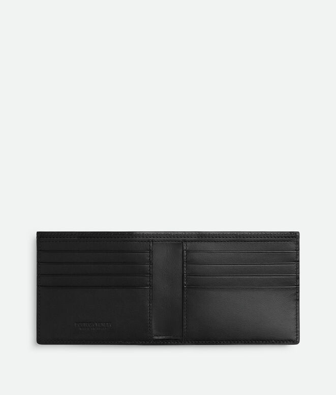 Bi-fold wallet in smooth and Intrecciato silky calf leather, featuring an archival all-over d&eacute;grad&eacute; effect., , hi-res