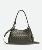 Shoulder bag in supple Intrecciato leather with signature knot detail and detachable cross-body strap., , hi-res