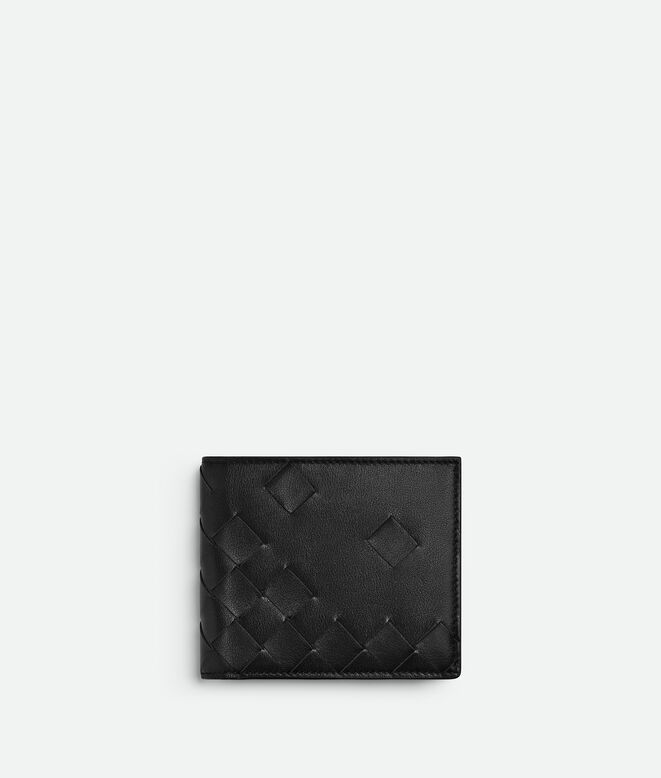 Bi-fold wallet in smooth and Intrecciato silky calf leather, featuring an archival all-over d&eacute;grad&eacute; effect., , hi-res