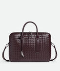 Briefcase in soft Intrecciato leather with adjustable and detachable strap and signature knot detail.