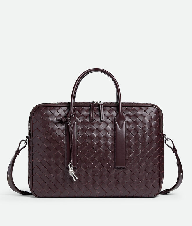 Briefcase in soft Intrecciato leather with adjustable&nbsp;and detachable&nbsp;strap and signature knot detail., , hi-res