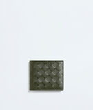Bi-fold wallet in Intrecciato calf leather with contrasted interior., , hi-res
