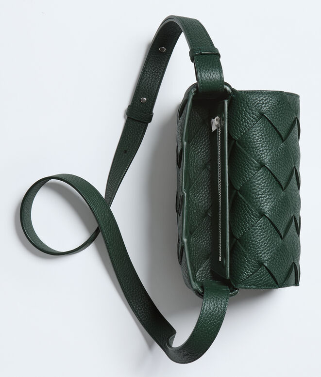 Cross-body bag in grained Intreccio leather., , hi-res