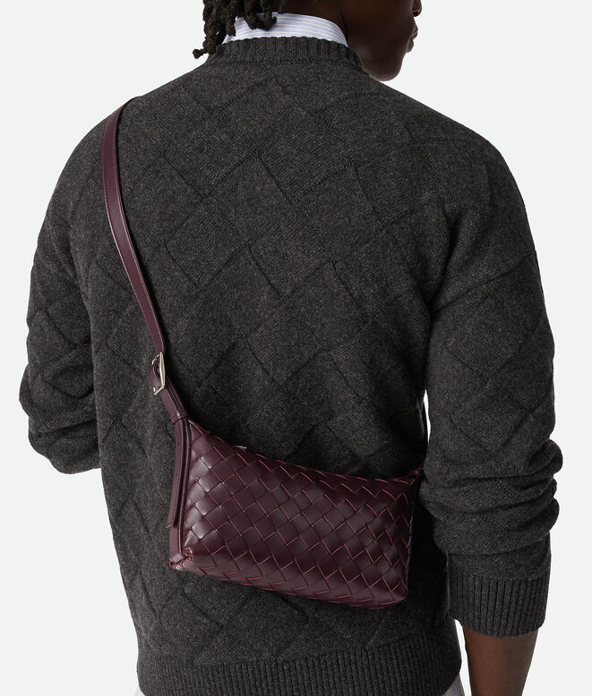 Phone pouch in Intrecciato calf leather with adjustable cross-body strap., , hi-res