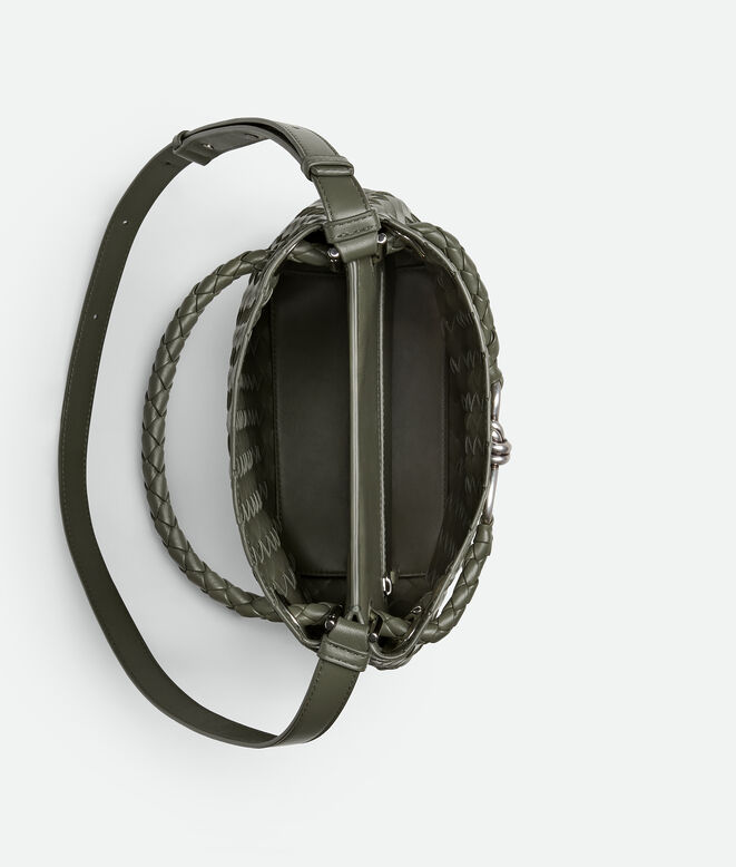 Bucket bag in supple Intrecciato leather with signature knot detail and sliding shoulder strap. , , hi-res