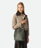 Bucket bag in supple Intrecciato leather with signature knot detail and sliding shoulder strap. , , hi-res