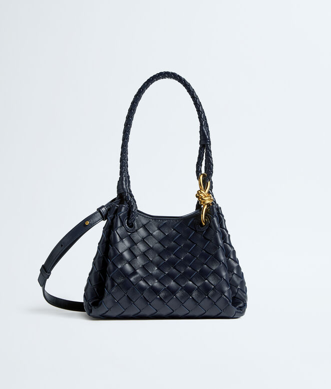 Shoulder bag in supple Intrecciato leather with signature knot detail and detachable cross-body strap. , , hi-res