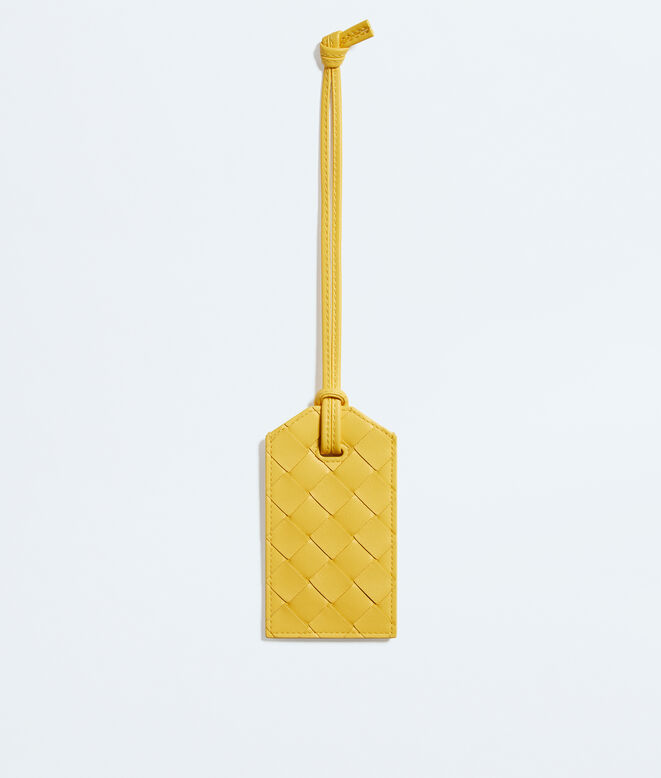 Tag holder in Intrecciato calf leather with strap., , hi-res
