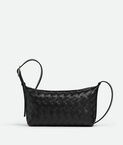 Phone pouch in Intrecciato calf leather with adjustable cross-body strap.