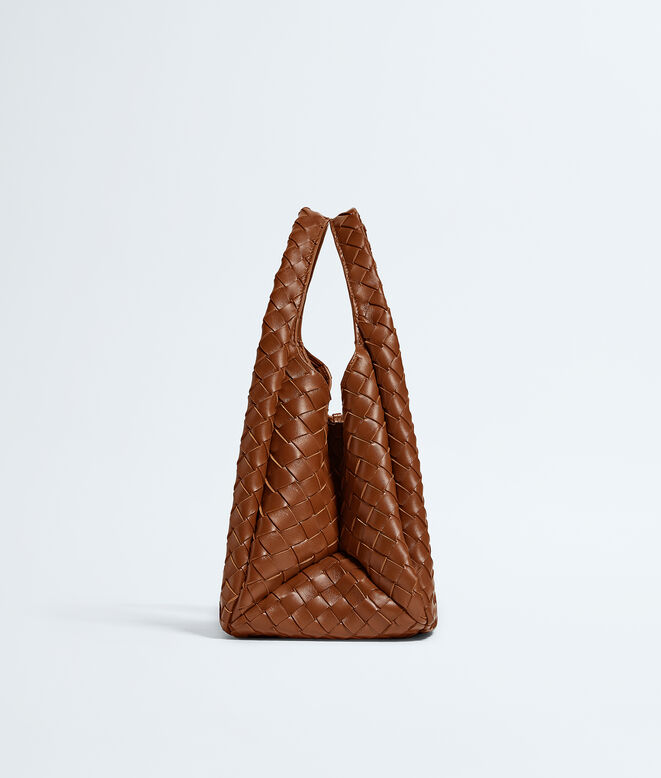 Shoulder bag with archival silhouette in supple Intrecciato leather, featuring a tie closure., , hi-res