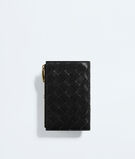 Medium bi-fold wallet in Intrecciato nappa leather, featuring a signature knot detail., , hi-res