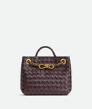 Top handle bag in supple Intrecciato leather with signature knot detail and tubular leather braided metal chain., , hi-res