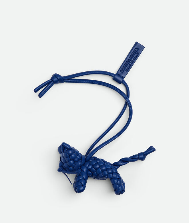Charm realised in Intreccio nappa leather with cat shape, featuring a leather lanyard., , hi-res