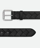 Belt in Intrecciato calf leather with metal buckle., , hi-res