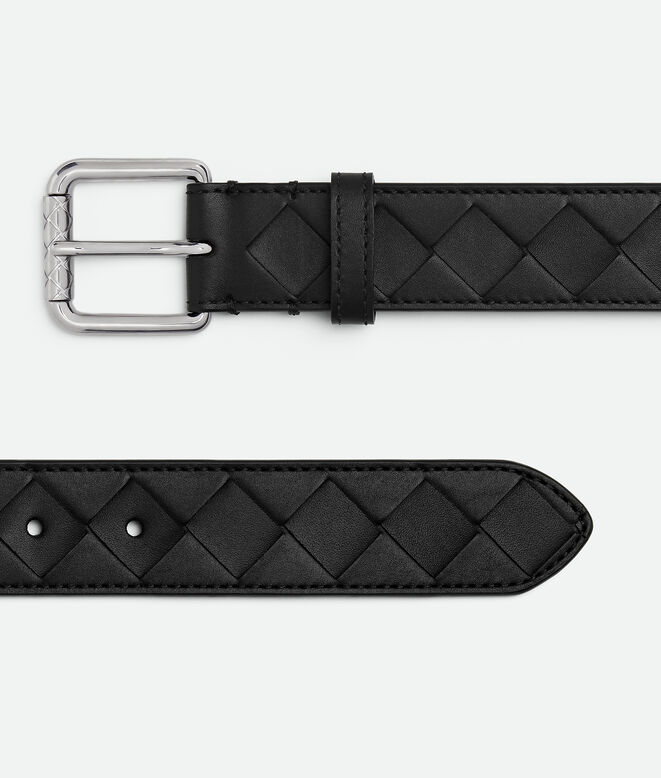 Belt in Intrecciato calf leather with metal buckle., , hi-res