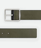Reversible belt in Intrecciato calf leather with metal buckle., , hi-res