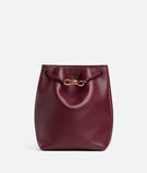 Bucket bag in silky calf leather with signature knot detail and sliding shoulder strap., , hi-res