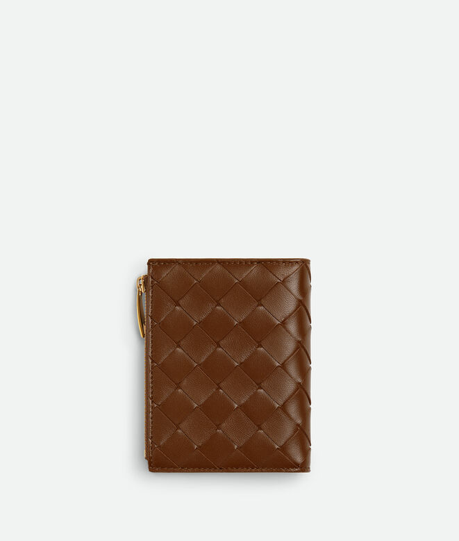 Small bi-fold wallet in Intrecciato nappa leather with contrasted interior., , hi-res