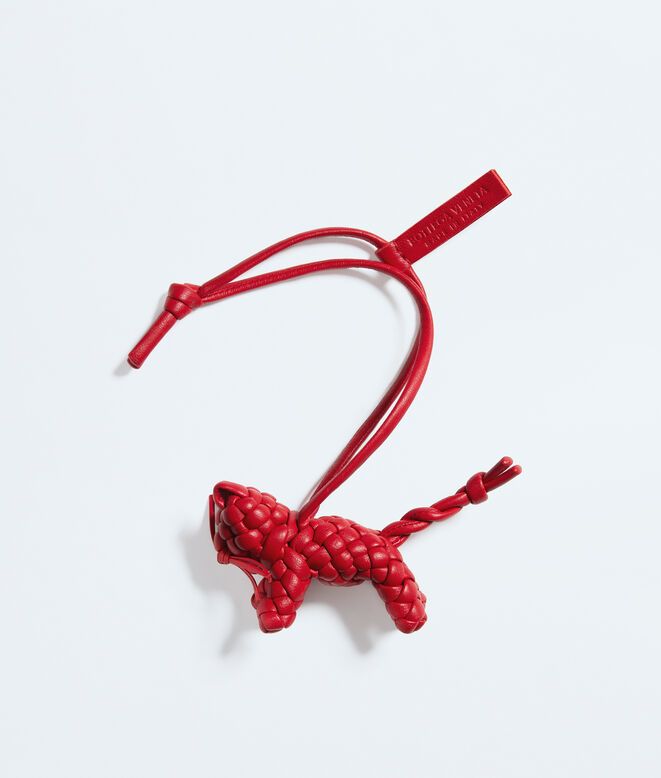 Charm realised in Intreccio nappa leather with cat shape, featuring a leather lanyard., , hi-res