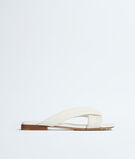 Flat mule sandal in smooth and micro Intrecciato leather with padded tubular straps and twisted design., , hi-res