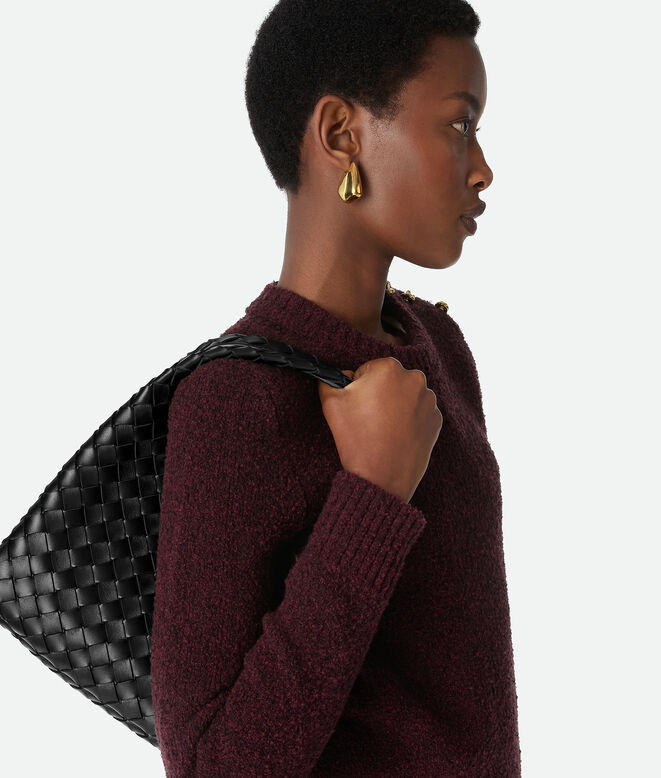 Shoulder bag with archival silhouette in supple Intrecciato leather with tie closure., , hi-res