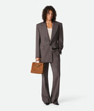 Top handle bag in Intrecciato suede with signature knot detail and sliding cross-body strap., , hi-res