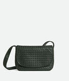 Cross-body messenger bag with flap in Intrecciato nappa fluffy., , hi-res