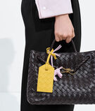Tag holder in Intrecciato calf leather with strap., , hi-res