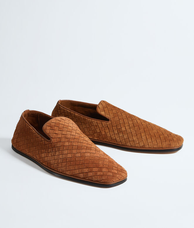 Slipper realised in supple suede with all-over Intrecciato craft., , hi-res