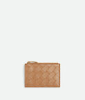Zipped card case in Intrecciato nappa leather.