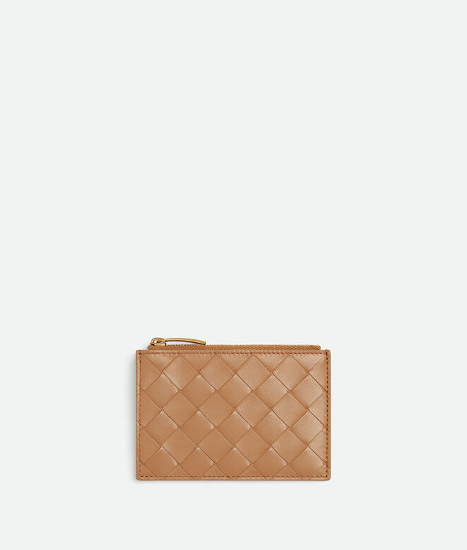 Zipped card case in Intrecciato nappa leather., , hi-res