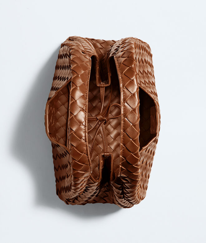 Shoulder bag with archival silhouette in supple Intrecciato leather, featuring a tie closure., , hi-res