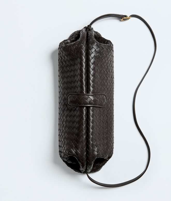 Clutch with elongated silhouette in Intrecciato leather, featuring an adjustable shoulder strap., , hi-res