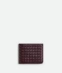 Bi-fold wallet in Intrecciato piccolo calf leather.