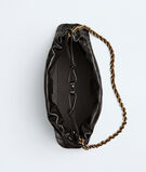 Dustbag in Intrecciato calf leather with tubular leather braided metal chain. Features a drawsting closure and loop attachment for shoulder carry., , hi-res