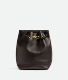 Bucket bag in silky calf leather with signature knot detail and sliding shoulder strap., , hi-res