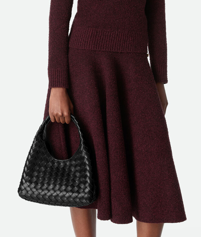 Shoulder bag with archival silhouette in supple Intrecciato leather with tie closure., , hi-res