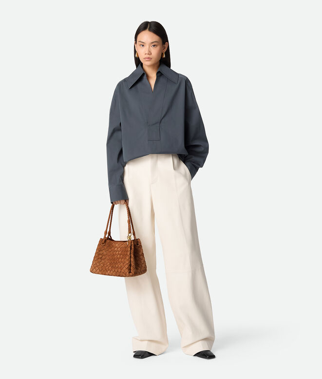 Shoulder bag in supple Intrecciato suede with signature knot detail and detachable cross-body strap., , hi-res