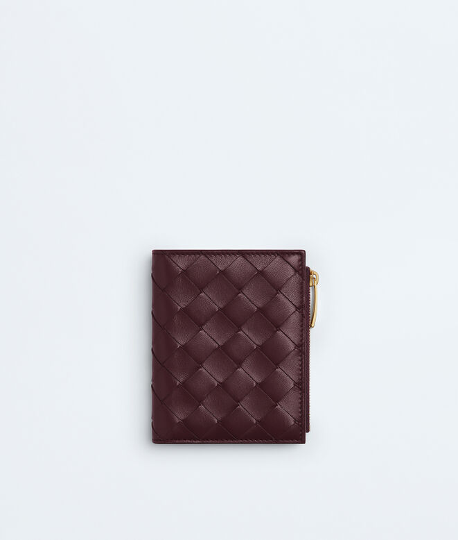 Small bi-fold wallet in Intrecciato nappa leather with contrasted interior., , hi-res