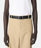 Reversible belt in Intrecciato calf leather with metal buckle., , hi-res