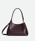 Shoulder bag in supple Intrecciato leather with signature knot detail and detachable cross-body strap.