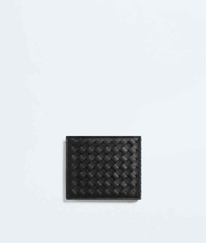 Bi-fold wallet in Intrecciato piccolo calf leather with contrasted interior., , hi-res