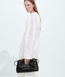 Pouch in Intrecciato leather with flap and drawstring closure, featuring a loop attachment for shoulder carry., , hi-res