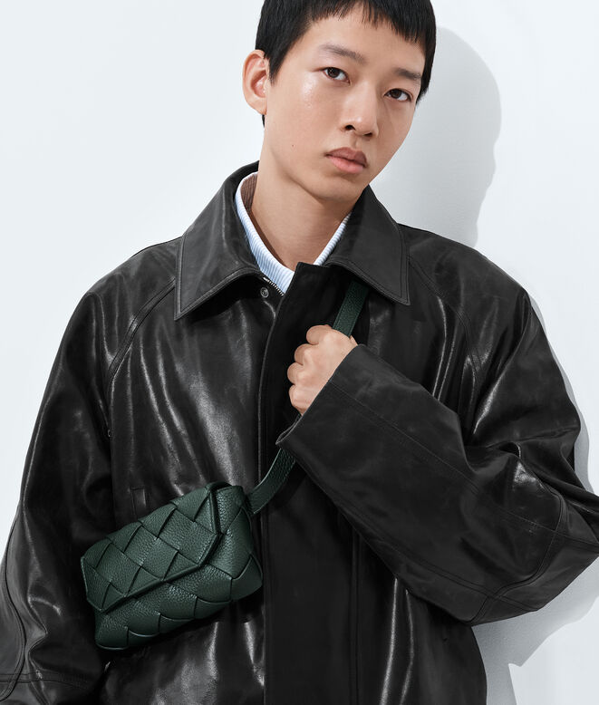 Belt bag in grained Intreccio leather., , hi-res