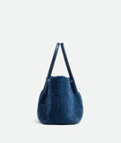 Reversible tote bag in merino shearling with denim effect., , hi-res